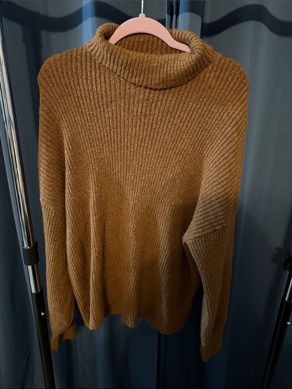 Pink Lily Brown Ribbed Knit Sweater